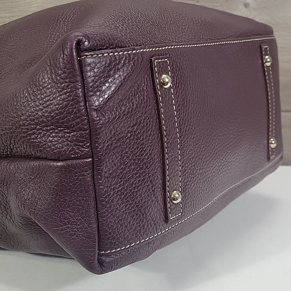 Dooney & Bourke Purple Pebble Leather Hobo Shoulder Bag
